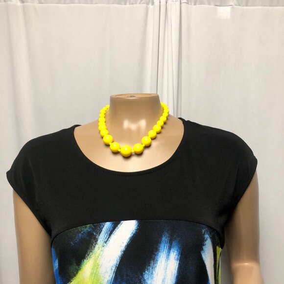 Soft Works Dress Womens Size Medium Abstract Print Black Cap Sleeves Stretch NEW - Picture 2 of 8